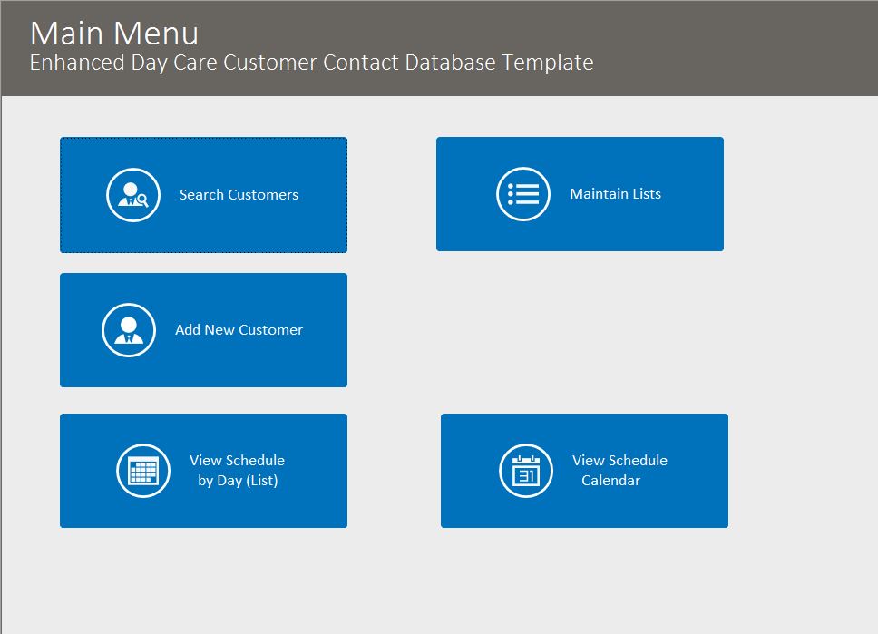 Day Care Enhanced Contact Template | Contact Database